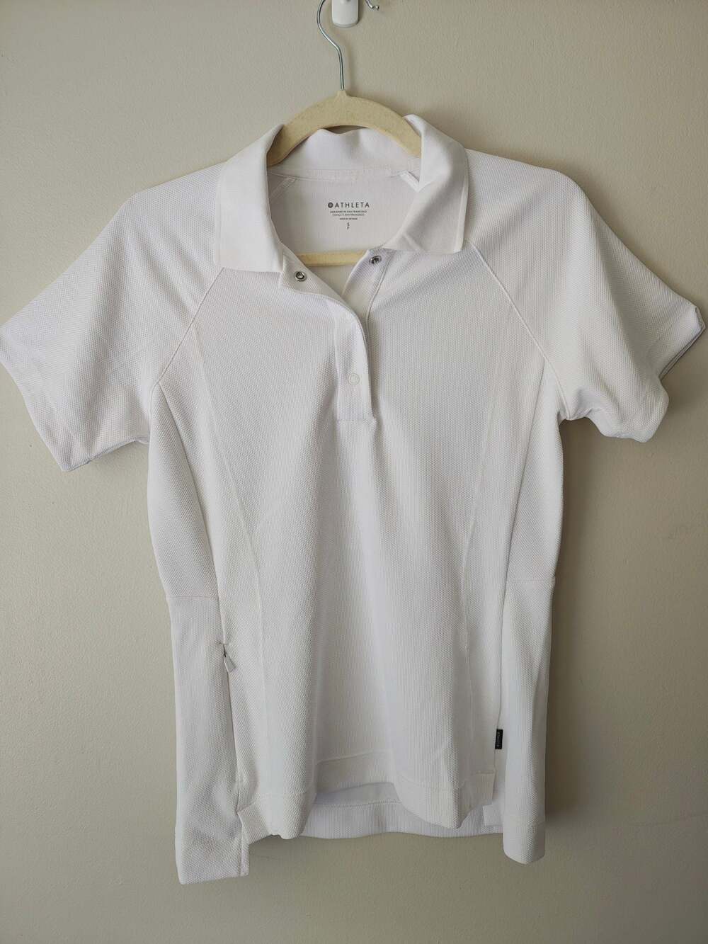 Athleta Top Women Size S White Everyday Polo Tee Short Sleeve Athleisure Casual